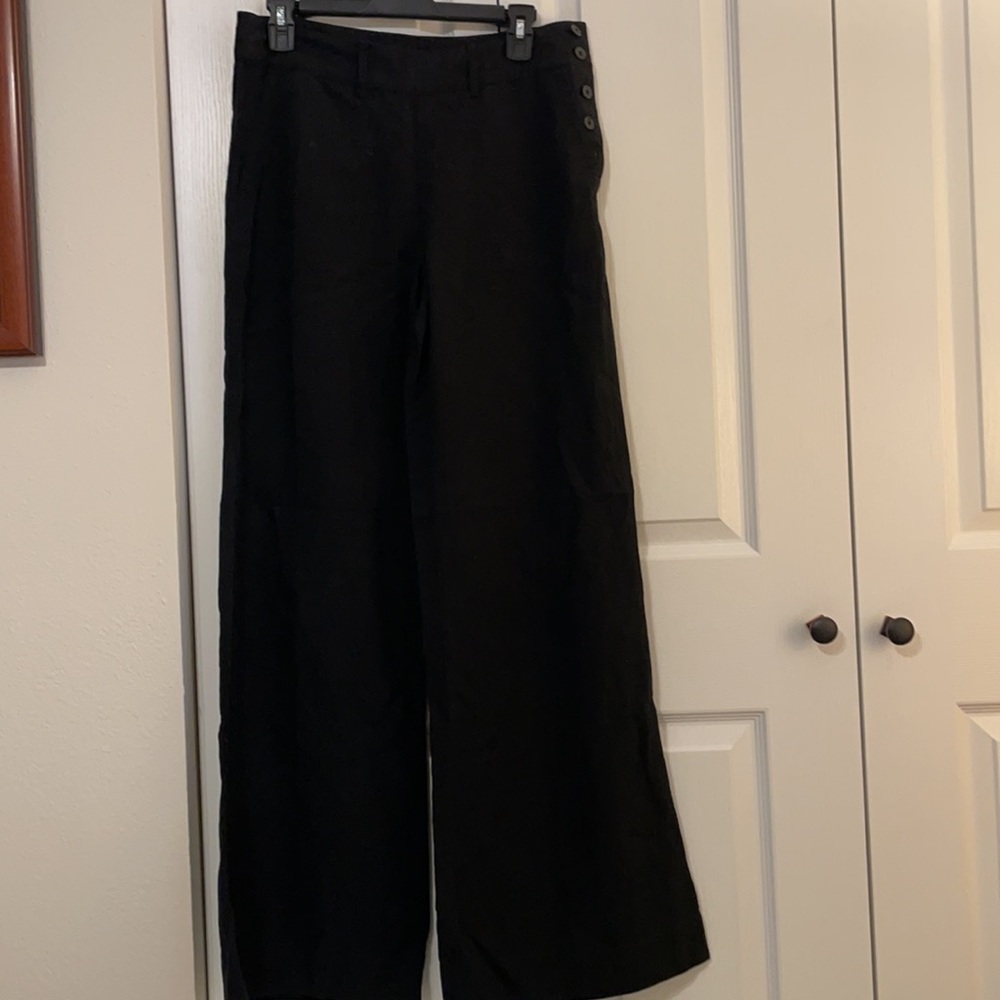 Lauren Ralph Lauren Black Linen Wide Leg Pants